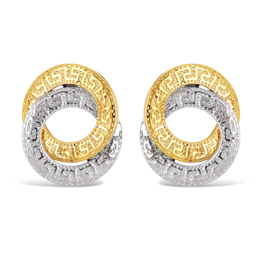 Italian 14k Gold Greek Key Knot Stud Earrings