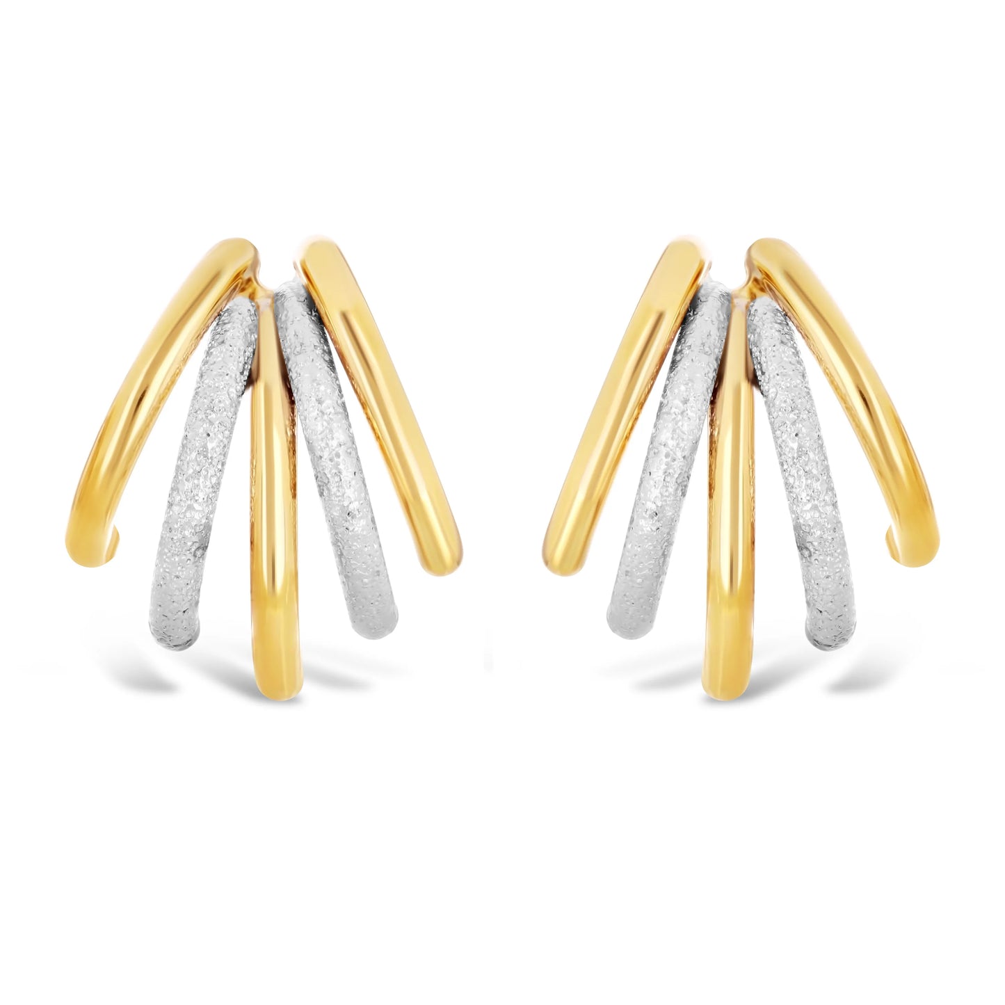 Italian 14k Macaroni Quarter Hoop Stud Earrings