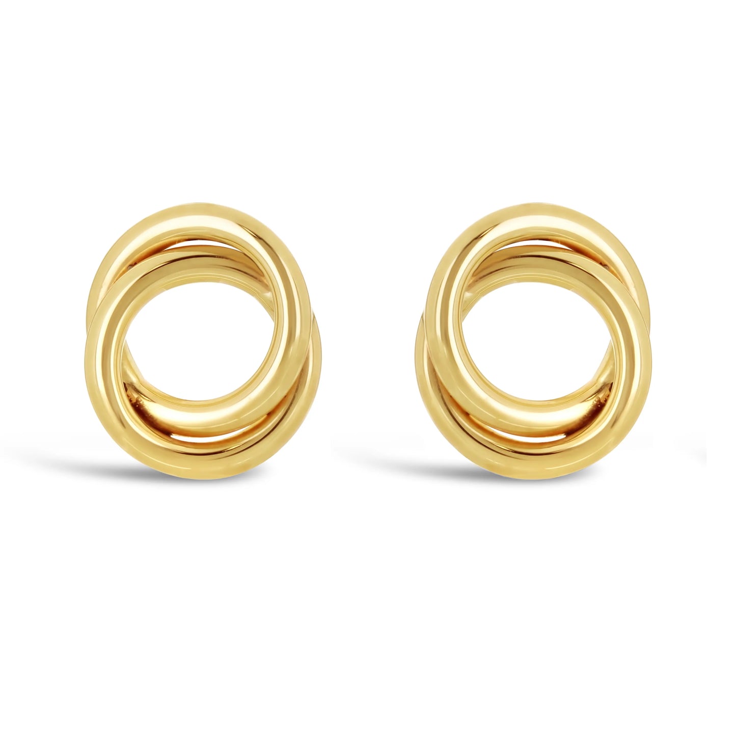 14k Gold Double Eternity Circle Stud Earrings