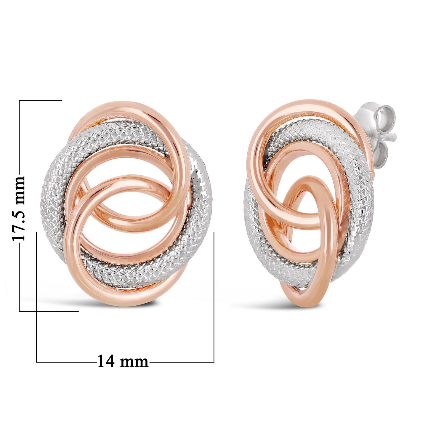 Italian 14k Multiple Circle Love Knot Stud Earrings