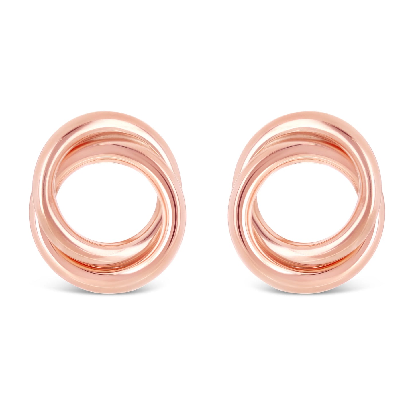 14k Gold Double Eternity Circle Stud Earrings