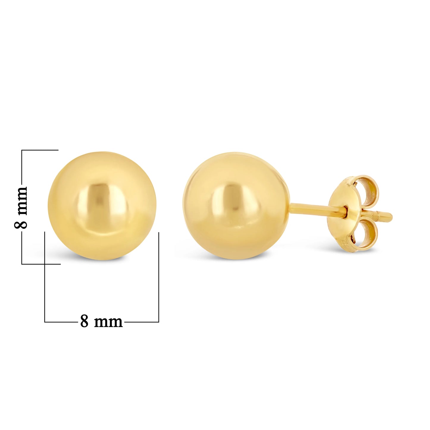 Italian 14k Gold Round Ball Stud Earrings