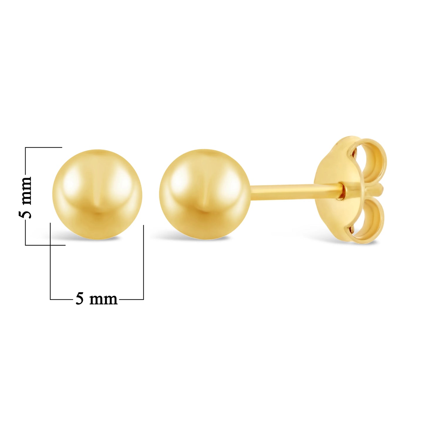 Italian 14k Gold Round Ball Stud Earrings